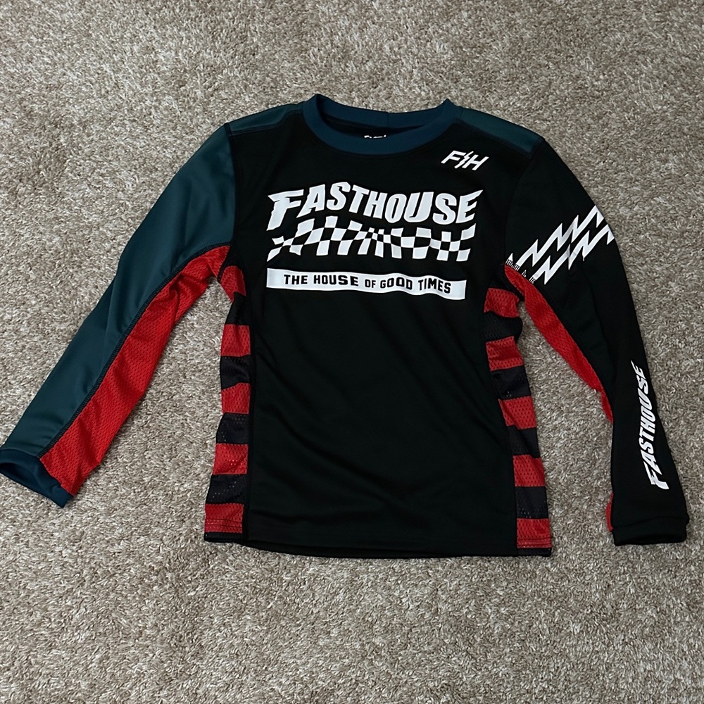 Fasthouse Kids Racing Jersey - Black, Red, and Green